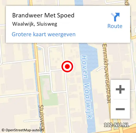 Locatie op kaart van de 112 melding: Brandweer Met Spoed Naar Waalwijk, Sluisweg op 1 december 2023 07:01