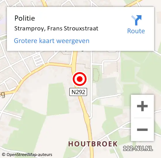 Locatie op kaart van de 112 melding: Politie Stramproy, Frans Strouxstraat op 1 december 2023 07:52