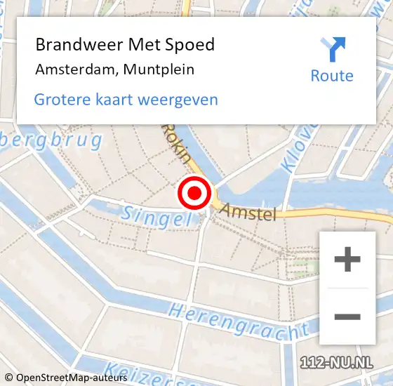 Locatie op kaart van de 112 melding: Brandweer Met Spoed Naar Amsterdam, Muntplein op 1 december 2023 09:04