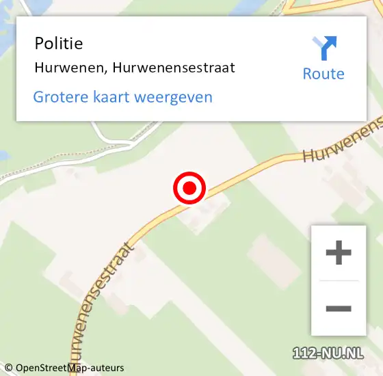Locatie op kaart van de 112 melding: Politie Hurwenen, Hurwenensestraat op 1 december 2023 09:06