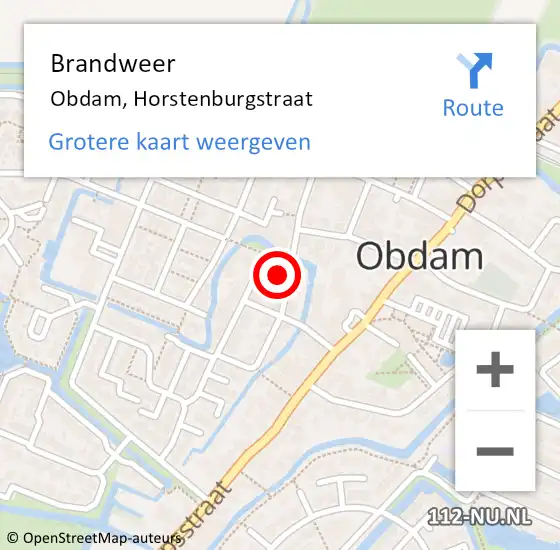 Locatie op kaart van de 112 melding: Brandweer Obdam, Horstenburgstraat op 17 september 2014 04:32