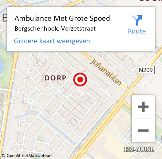 Locatie op kaart van de 112 melding: Ambulance Met Grote Spoed Naar Bergschenhoek, Verzetstraat op 1 december 2023 09:39