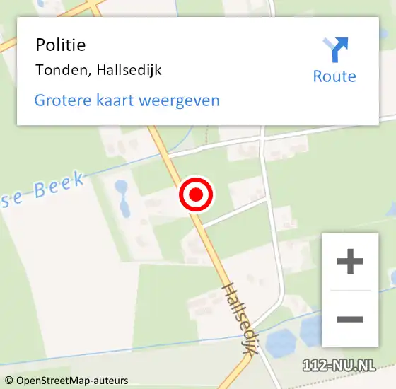 Locatie op kaart van de 112 melding: Politie Tonden, Hallsedijk op 1 december 2023 10:38