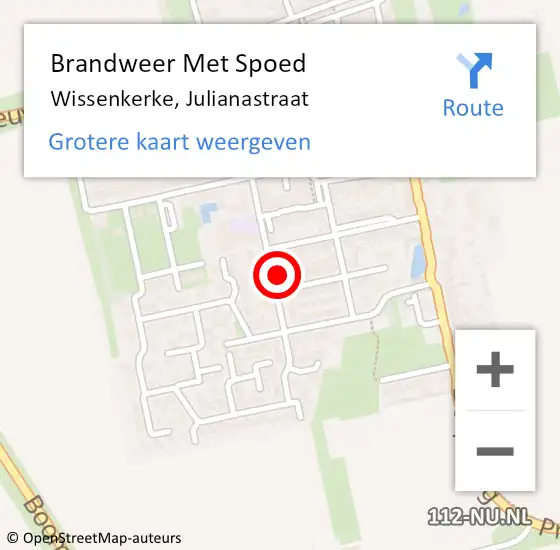 Locatie op kaart van de 112 melding: Brandweer Met Spoed Naar Wissenkerke, Julianastraat op 1 december 2023 10:43