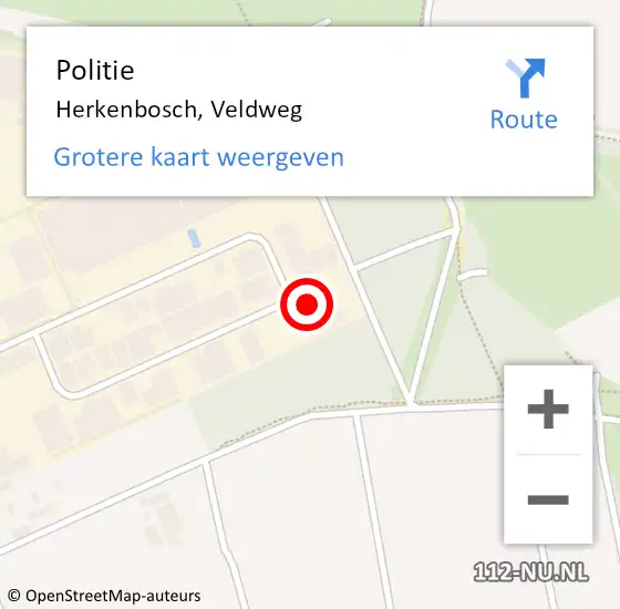 Locatie op kaart van de 112 melding: Politie Herkenbosch, Veldweg op 1 december 2023 11:21