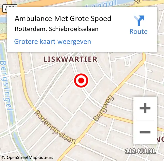 Locatie op kaart van de 112 melding: Ambulance Met Grote Spoed Naar Rotterdam, Schiebroekselaan op 1 december 2023 12:00