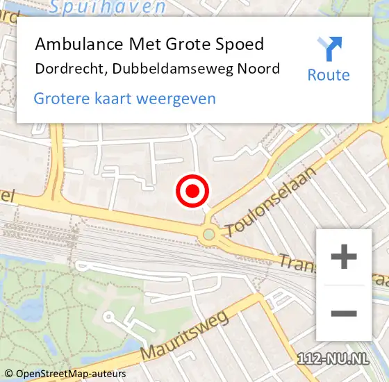 Locatie op kaart van de 112 melding: Ambulance Met Grote Spoed Naar Dordrecht, Dubbeldamseweg Noord op 1 december 2023 12:15