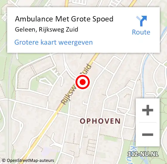 Locatie op kaart van de 112 melding: Ambulance Met Grote Spoed Naar Geleen, Rijksweg Zuid op 1 december 2023 12:52