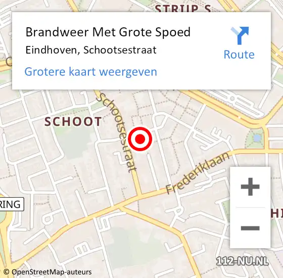 Locatie op kaart van de 112 melding: Brandweer Met Grote Spoed Naar Eindhoven, Schootsestraat op 1 december 2023 12:57