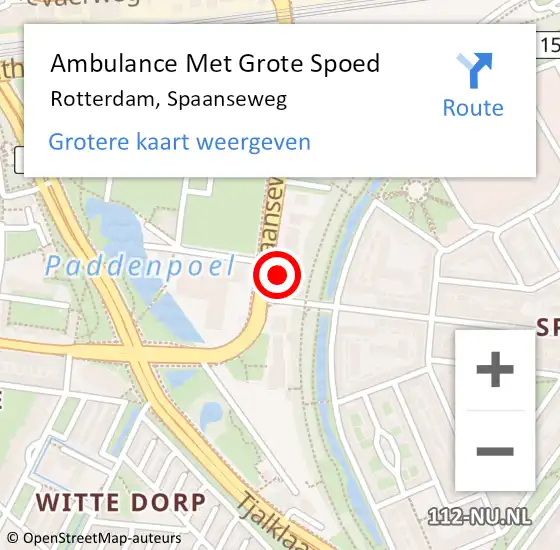 Locatie op kaart van de 112 melding: Ambulance Met Grote Spoed Naar Rotterdam, Spaanseweg op 1 december 2023 13:23