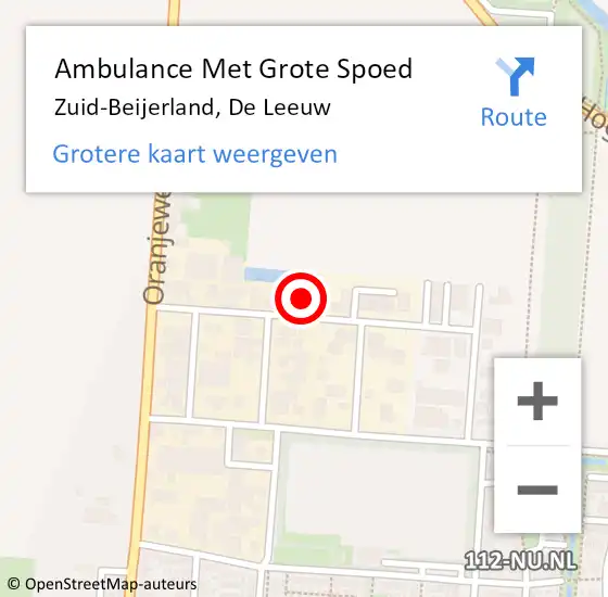 Locatie op kaart van de 112 melding: Ambulance Met Grote Spoed Naar Zuid-Beijerland, De Leeuw op 1 december 2023 14:00