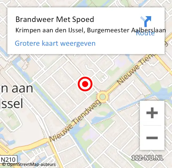 Locatie op kaart van de 112 melding: Brandweer Met Spoed Naar Krimpen aan den IJssel, Burgemeester Aalberslaan op 1 december 2023 14:00