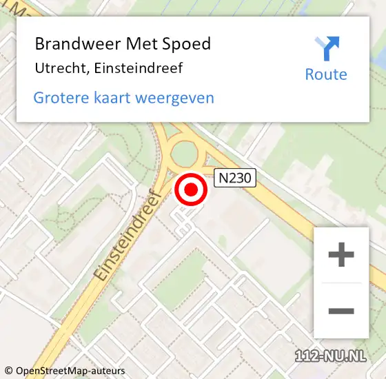 Locatie op kaart van de 112 melding: Brandweer Met Spoed Naar Utrecht, Einsteindreef op 1 december 2023 14:01