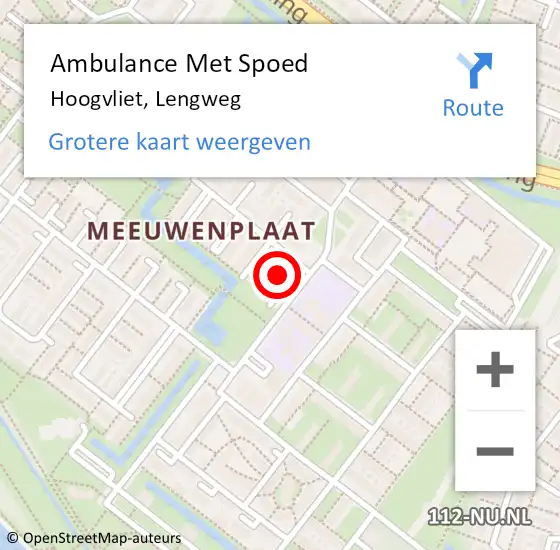 Locatie op kaart van de 112 melding: Ambulance Met Spoed Naar Hoogvliet, Lengweg op 1 december 2023 15:21