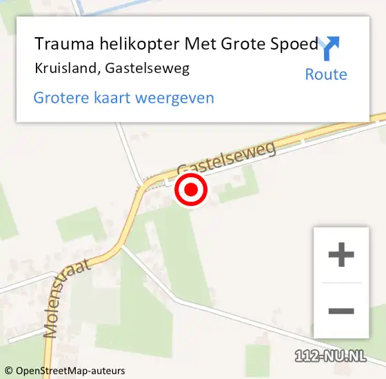 Locatie op kaart van de 112 melding: Trauma helikopter Met Grote Spoed Naar Kruisland, Gastelseweg op 1 december 2023 15:23