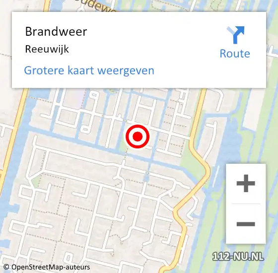 Locatie op kaart van de 112 melding: Brandweer Reeuwijk op 1 december 2023 15:24