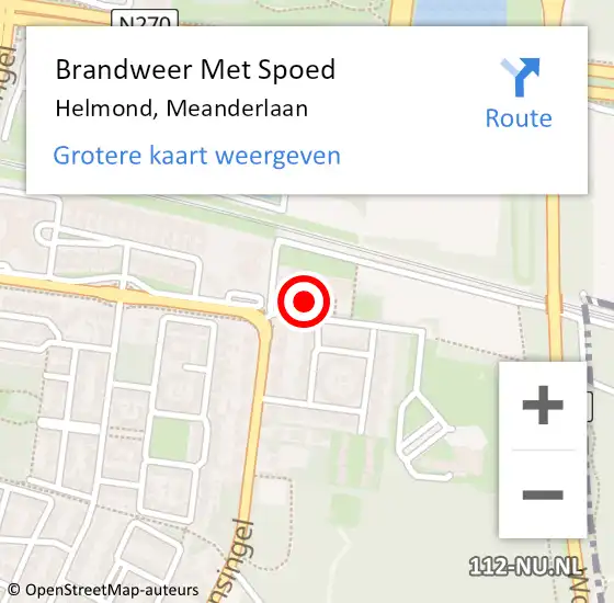 Locatie op kaart van de 112 melding: Brandweer Met Spoed Naar Helmond, Meanderlaan op 1 december 2023 15:37