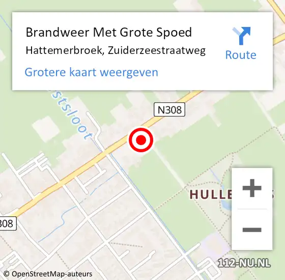 Locatie op kaart van de 112 melding: Brandweer Met Grote Spoed Naar Hattemerbroek, Zuiderzeestraatweg op 1 december 2023 16:29