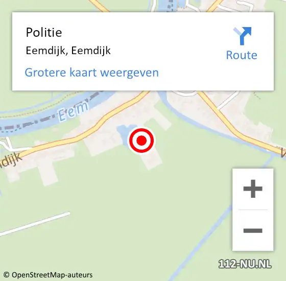 Locatie op kaart van de 112 melding: Politie Eemdijk, Eemdijk op 1 december 2023 16:30