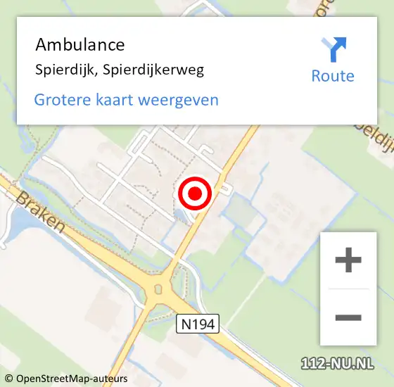 Locatie op kaart van de 112 melding: Ambulance Spierdijk, Spierdijkerweg op 1 december 2023 16:32