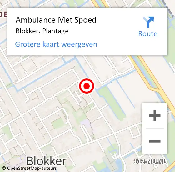 Locatie op kaart van de 112 melding: Ambulance Met Spoed Naar Blokker, Plantage op 1 december 2023 16:32