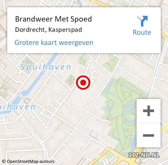 Locatie op kaart van de 112 melding: Brandweer Met Spoed Naar Dordrecht, Kasperspad op 1 december 2023 17:02