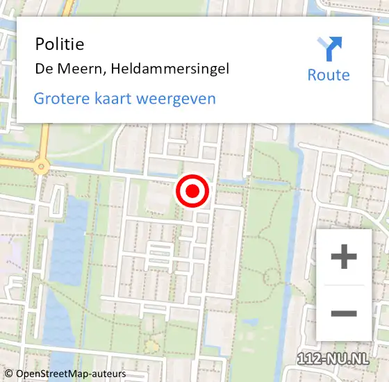 Locatie op kaart van de 112 melding: Politie De Meern, Heldammersingel op 1 december 2023 18:03