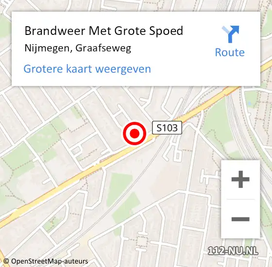 Locatie op kaart van de 112 melding: Brandweer Met Grote Spoed Naar Nijmegen, Graafseweg op 1 december 2023 18:32