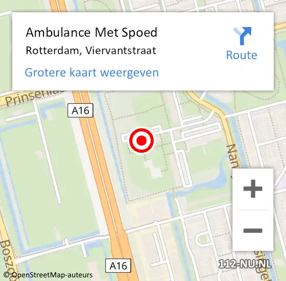 Locatie op kaart van de 112 melding: Ambulance Met Spoed Naar Rotterdam, Viervantstraat op 1 december 2023 19:54