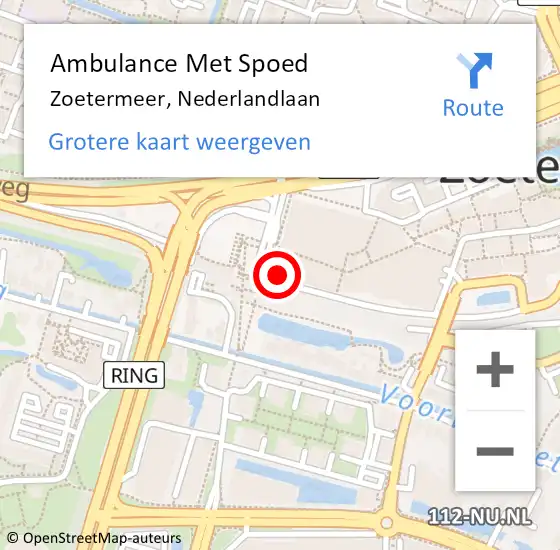 Locatie op kaart van de 112 melding: Ambulance Met Spoed Naar Zoetermeer, Nederlandlaan op 1 december 2023 21:51