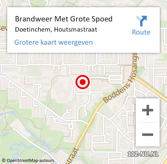 Locatie op kaart van de 112 melding: Brandweer Met Grote Spoed Naar Doetinchem, Houtsmastraat op 1 december 2023 22:52