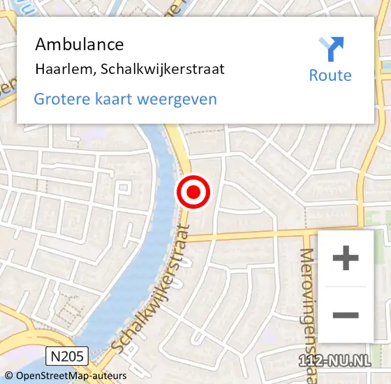 Locatie op kaart van de 112 melding: Ambulance Haarlem, Schalkwijkerstraat op 1 december 2023 23:58
