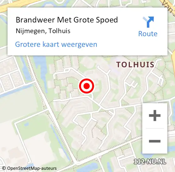 Locatie op kaart van de 112 melding: Brandweer Met Grote Spoed Naar Nijmegen, Tolhuis op 2 december 2023 00:04