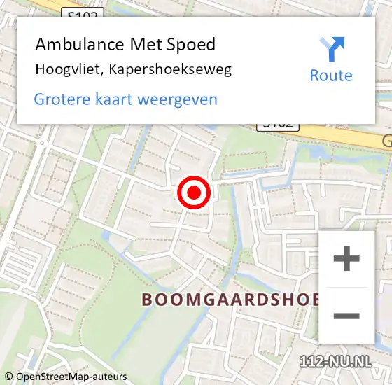 Locatie op kaart van de 112 melding: Ambulance Met Spoed Naar Hoogvliet, Kapershoekseweg op 2 december 2023 00:21