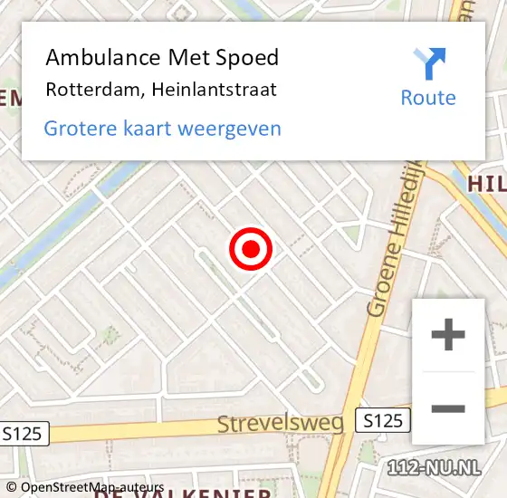 Locatie op kaart van de 112 melding: Ambulance Met Spoed Naar Rotterdam, Heinlantstraat op 2 december 2023 02:28