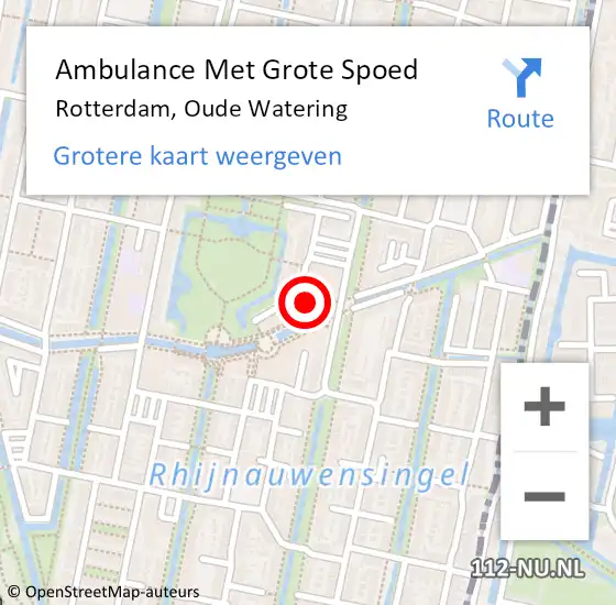 Locatie op kaart van de 112 melding: Ambulance Met Grote Spoed Naar Rotterdam, Oude Watering op 2 december 2023 03:51