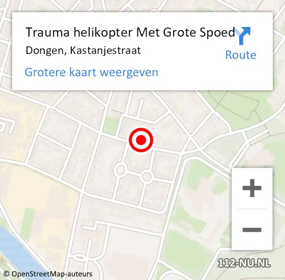 Locatie op kaart van de 112 melding: Trauma helikopter Met Grote Spoed Naar Dongen, Kastanjestraat op 2 december 2023 07:35