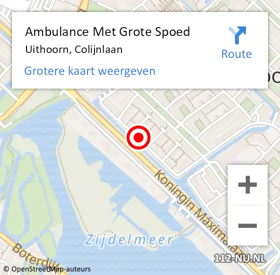 Locatie op kaart van de 112 melding: Ambulance Met Grote Spoed Naar Uithoorn, Colijnlaan op 2 december 2023 09:53