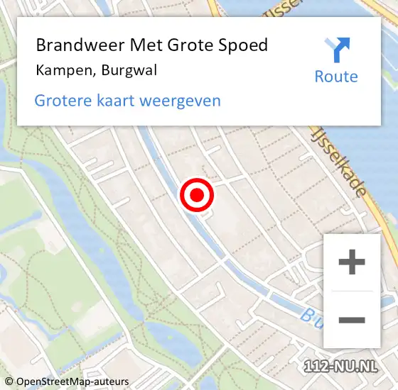 Locatie op kaart van de 112 melding: Brandweer Met Grote Spoed Naar Kampen, Burgwal op 2 december 2023 10:16
