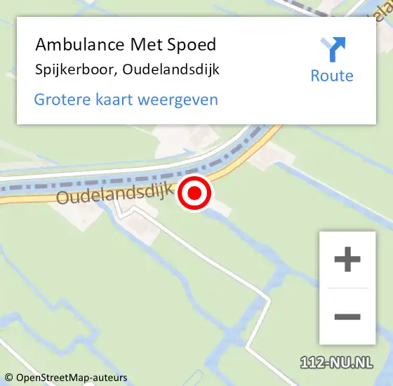Locatie op kaart van de 112 melding: Ambulance Met Spoed Naar Spijkerboor, Oudelandsdijk op 2 december 2023 10:17