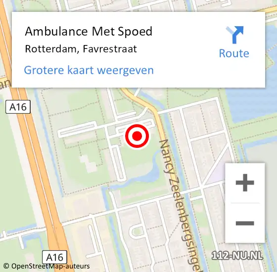 Locatie op kaart van de 112 melding: Ambulance Met Spoed Naar Rotterdam, Favrestraat op 2 december 2023 11:23