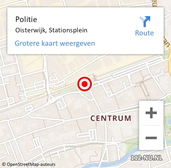 Locatie op kaart van de 112 melding: Politie Oisterwijk, Stationsplein op 2 december 2023 11:40