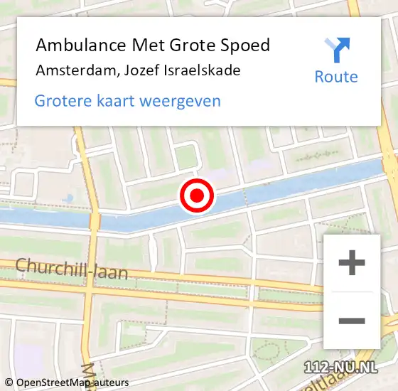 Locatie op kaart van de 112 melding: Ambulance Met Grote Spoed Naar Amsterdam, Jozef Israelskade op 17 september 2014 09:06
