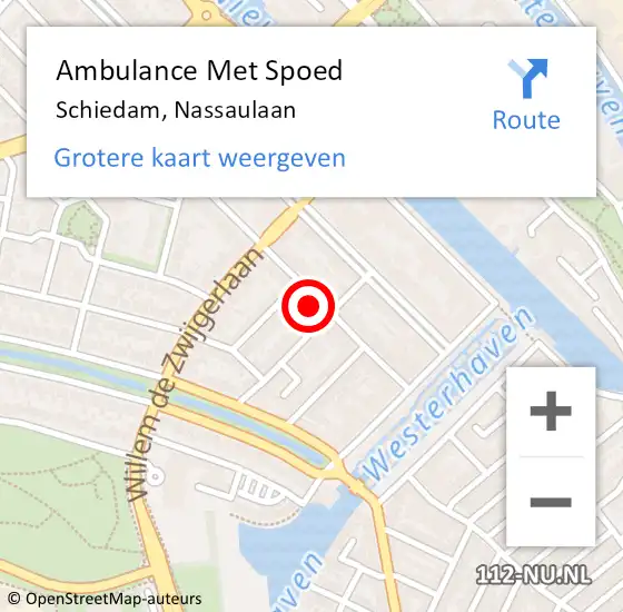 Locatie op kaart van de 112 melding: Ambulance Met Spoed Naar Schiedam, Nassaulaan op 2 december 2023 11:57