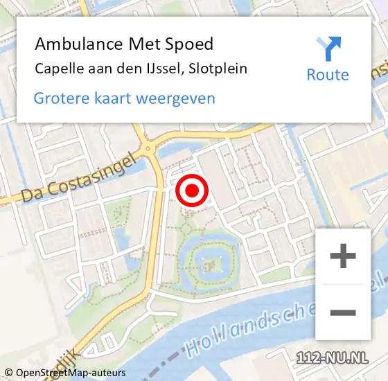 Locatie op kaart van de 112 melding: Ambulance Met Spoed Naar Capelle aan den IJssel, Slotplein op 2 december 2023 12:04