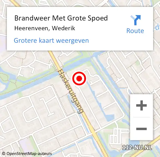 Locatie op kaart van de 112 melding: Brandweer Met Grote Spoed Naar Heerenveen, Wederik op 2 december 2023 12:29