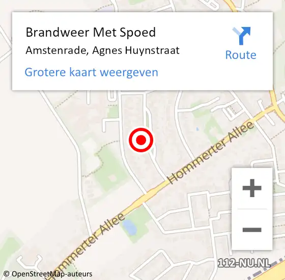 Locatie op kaart van de 112 melding: Brandweer Met Spoed Naar Amstenrade, Agnes Huynstraat op 2 december 2023 12:43