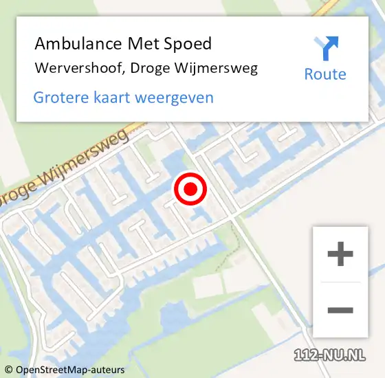 Locatie op kaart van de 112 melding: Ambulance Met Spoed Naar Wervershoof, Droge Wijmersweg op 2 december 2023 14:05