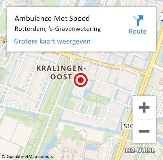 Locatie op kaart van de 112 melding: Ambulance Met Spoed Naar Rotterdam, 's-Gravenwetering op 2 december 2023 14:53