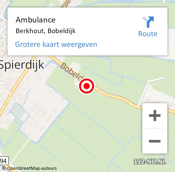 Locatie op kaart van de 112 melding: Ambulance Berkhout, Bobeldijk op 2 december 2023 15:47